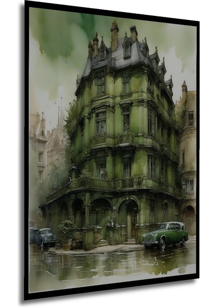 Çerçeve Görünümlü Tarihi Şehir Sokakları Dekoratif Ahşap Mdf Tablo Dikdörtgen Tablo modelleri