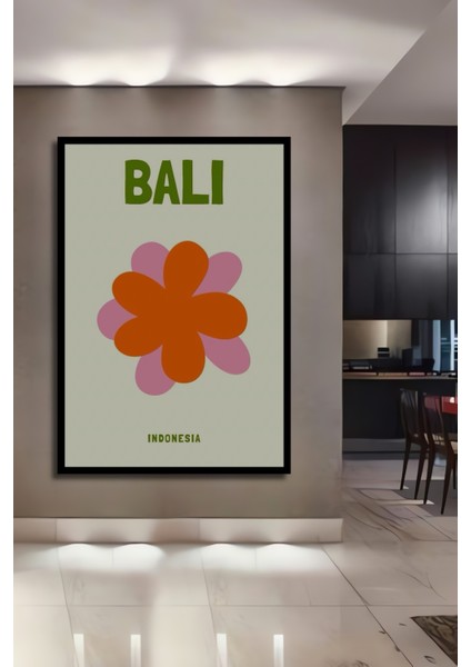 Çerçeve Görünümlü Bali Indonesia Çiçekli Dekoratif Ahşap Mdf Tablo Dikdörtgen Tablo