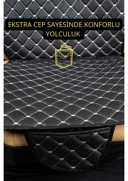 Lacasa Automotive Ortopedik,ergonomik,cepli,kaymaz Suni Deri(Vinil) Oto Kılıf-Minder (7parça Set)