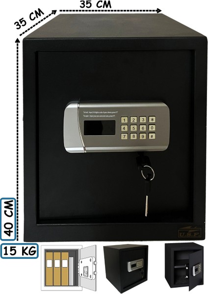 Ev Ofis Laptop Tipi Motorlu Elektronik Şifreli 40 cm Çelik Para Kasası modelleri