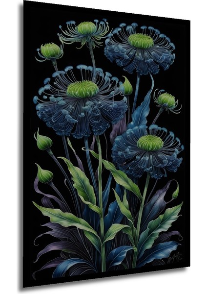 Çerçeve Görünümlü Mistik Mavi Gelincikler Ahşap Mdf Dekoratif Tablo Dikdörtgen Tablo modelleri