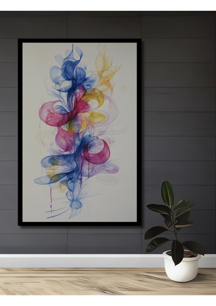 Çerçeve Görünümlü Renkli Duman Soyut Sanat Ahşap Mdf Dekoratif Tablo Dikdörtgen Tablo
