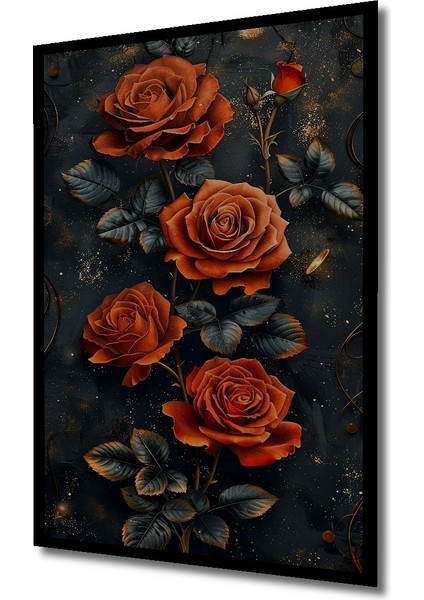 Çerçeve Görünümlü Görkemli Kırmızı Güller Dekoratif Ahşap Mdf Tablo Dikdörtgen Tablo fiyatları