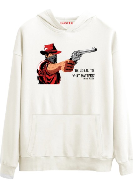 Arthur Morgan Premium Tasarım 3 Iplik Şardonlu Kapüşonlu Unisex, Kadın, Erkek Hoodie Sweatshirt