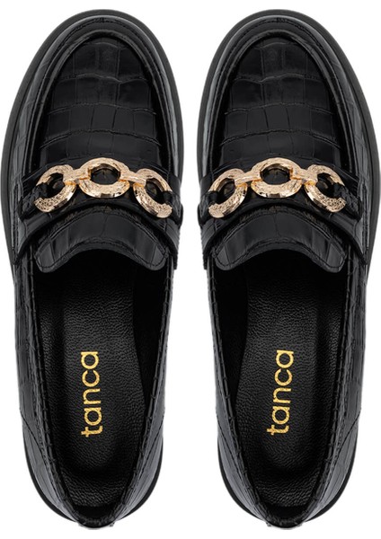 Kadın Hakiki Deri Siyah Kroko Loafer Ayakkabı 294 10832 Bn Ayk SK25-26 Sıyah Kroko indirimleri