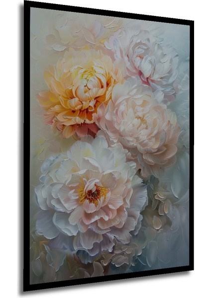 Çerçeve Görünümlü Romantik Şakayık Çiçeği Ahşap Mdf Dekoratif Tablo Dikdörtgen Tablo modelleri