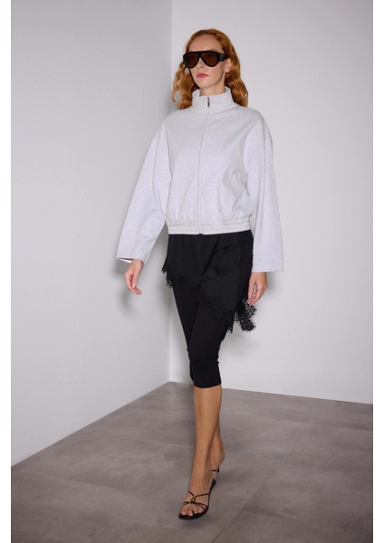 Dik Yaka Fermuarlı Interlok Sweat Ceket fırsatları