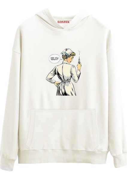 Injection Alert Tasarım 3 Iplik Şardonlu Kapüşonlu Unisex, Kadın, Erkek Hoodie