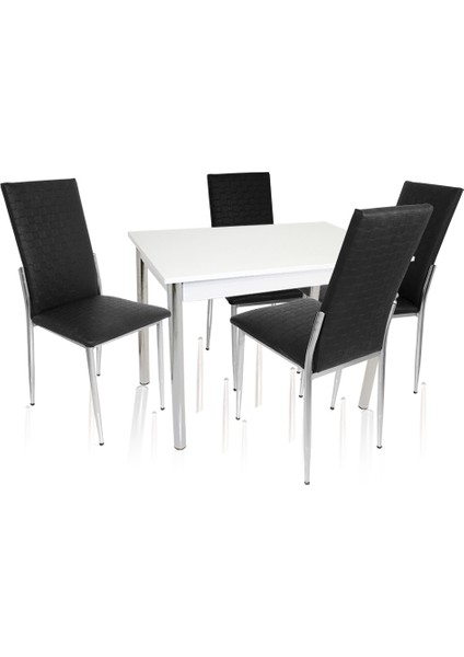 Akasya Gözde Mutfak Masa Takımı (Deri) - Beyaz