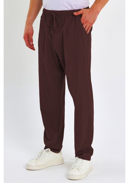 Erkek Yazlık Rahat Kalıp %100 Pamuk Keten Görünümlü Pantolon E205-10 fiyatları