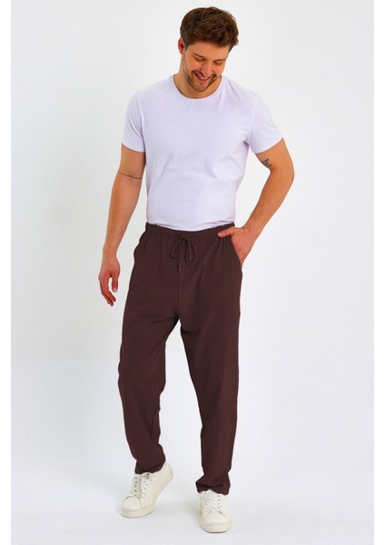 Erkek Yazlık Rahat Kalıp %100 Pamuk Keten Görünümlü Pantolon E205-10 modelleri