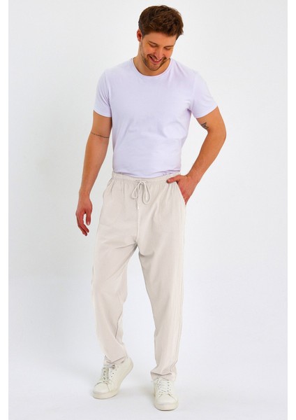Erkek Yazlık Rahat Kalıp %100 Pamuk Keten Görünümlü Pantolon E205-27 fiyatları