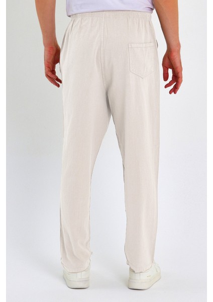 Erkek Yazlık Rahat Kalıp %100 Pamuk Keten Görünümlü Pantolon E205-27 indirimleri