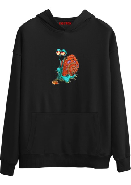 Renkli Salyangoz Baskılı Premium 3 Iplik Şardonlu Kapüşonlu Unisex, Kadın, Erkek Hoodie Sweatshirt