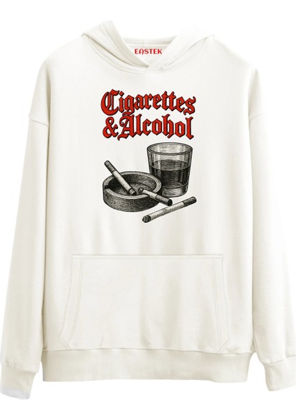 Cigarettes Alcohol Premium Tasarım 3 Iplik Şardonlu Kapüşonlu Unisex, Kadın, Erkek Hoodie Sweatshirt