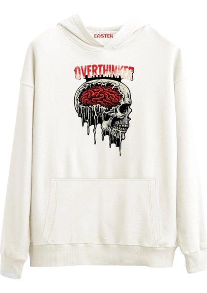Overthinker Premium Tasarım 3 Iplik Şardonlu Kapüşonlu Unisex, Kadın, Erkek Hoodie Sweatshirt