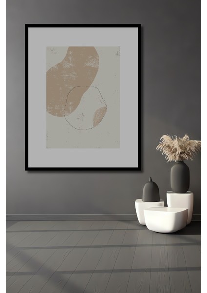 Dekoratif Ahşap Dikdörtgen Tablo Soyut Şekiller Çerçeve Görünümlü