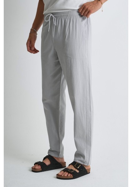 Erkek Yazlık Rahat Kalıp %100 Pamuk Keten Görünümlü Pantolon E205-41 fırsatları