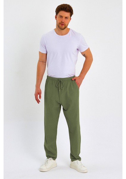 Erkek Yazlık Rahat Kalıp %100 Pamuk Keten Görünümlü Pantolon E205-32 fırsatları