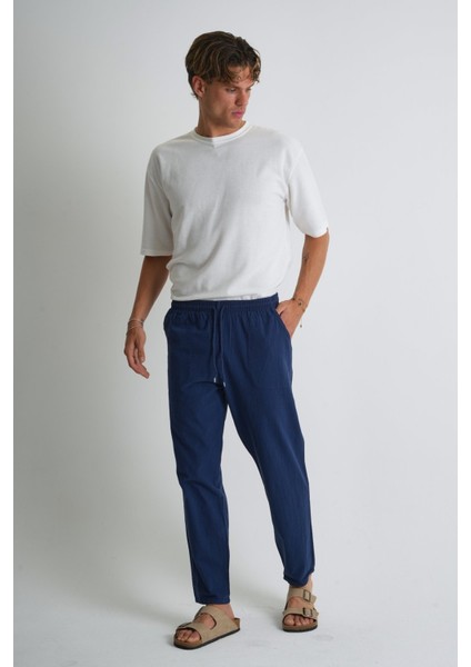 Erkek Yazlık Rahat Kalıp %100 Pamuk Keten Görünümlü Pantolon E205-40 fiyatları