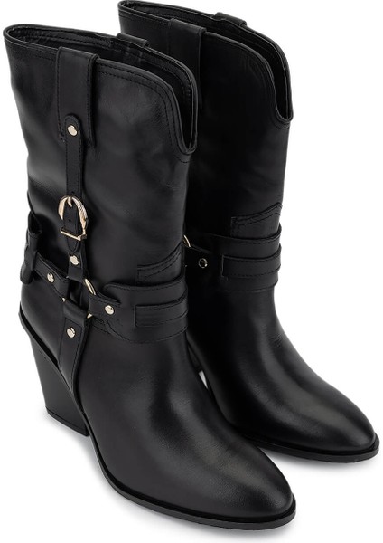 Kadın Hakiki Deri Siyah Topuklu Bot 1075 27225-2502 Bn Czm SK25-26 Sıyah Dr fiyatları