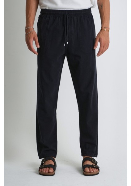 Erkek Yazlık Rahat Kalıp %100 Pamuk Keten Görünümlü Pantolon E205-48