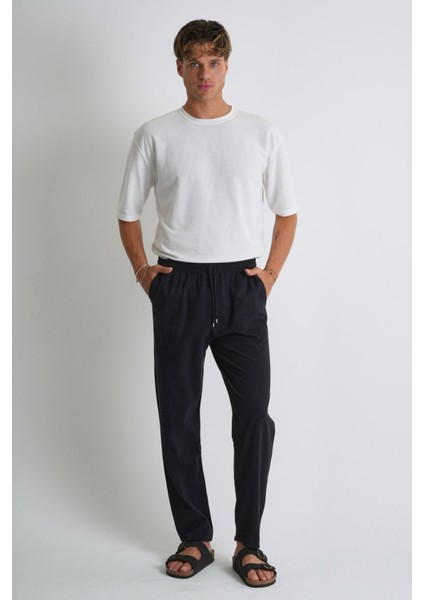 Erkek Yazlık Rahat Kalıp %100 Pamuk Keten Görünümlü Pantolon E205-48 indirimleri