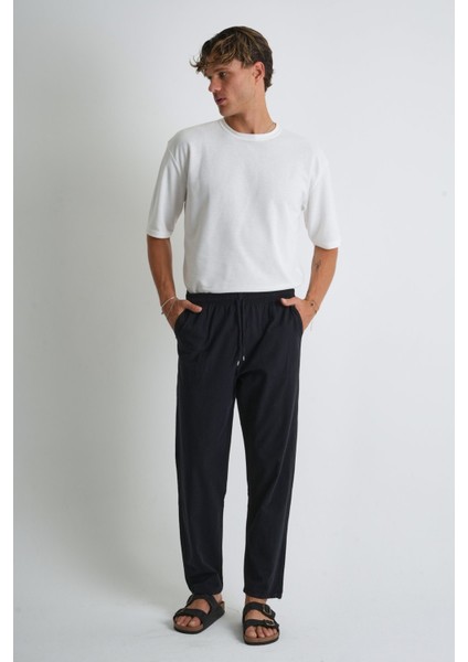 Erkek Yazlık Rahat Kalıp %100 Pamuk Keten Görünümlü Pantolon E205-48