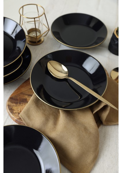 Siyah Gold Bahar Yemek Tabağı 19 cm 6 Adet