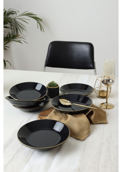 Siyah Gold Bahar Yemek Tabağı 19 cm 6 Adet fiyatları
