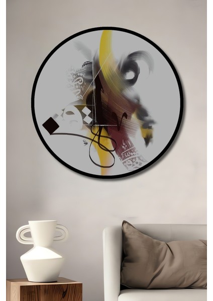 Dekoratif Ahşap Yuvarlak Çerçeve Görünümlü Tablo Modern Sanat Harmoni