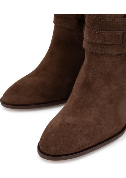 Kadın Hakiki Deri Kahverengi Topuklu Bot 1075 27225-2502 Bn Czm SK25-26 Sıgaro Suet modelleri