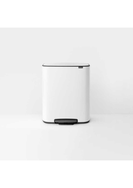 Bo Matt Beyaz Pedallı Çöp Kutusu 60LT (Plastik Iç Kovalı)