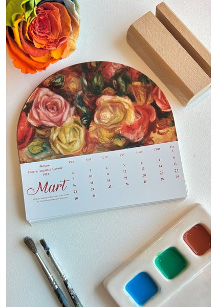 2026 Sanat Temalı Masa Takvimi | Ünlü Tablo Koleksiyonu | Ahşap Standlı Dekoratif Takvim | Klasikler fırsatları