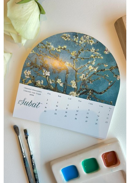 2026 Sanat Temalı Masa Takvimi | Ünlü Tablo Koleksiyonu | Ahşap Standlı Dekoratif Takvim | Klasikler indirimleri