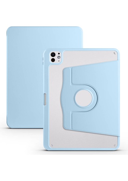iPad Pro 11 2025 M5 Kılıf Zore Termik Kalem Bölmeli Dönebilen Standlı Kılıf - Mavi