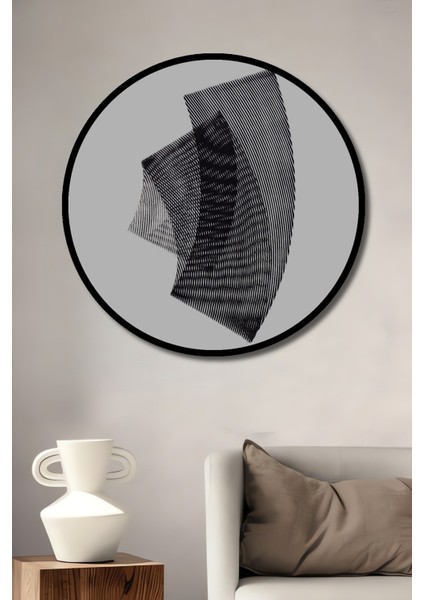 Dekoratif Ahşap Yuvarlak Çerçeve Görünümlü Tablo Minimalizmin Dansı