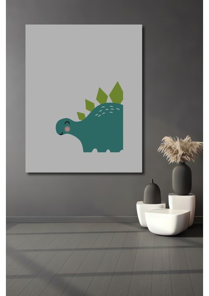 Dekoratif Ahşap Dikdörtgen Tablo Gülen Dinozor