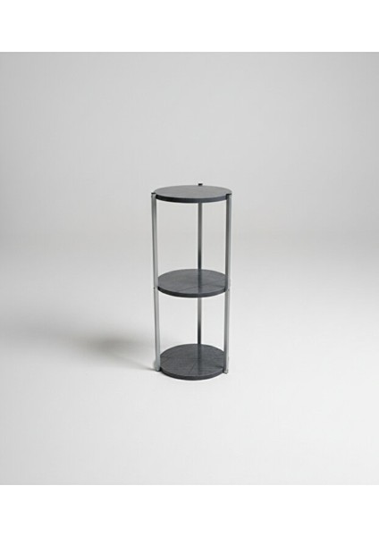 Dekoratif 3 Katlı Raflık, Çiçeklik, Köşe Rafi, Sehpa Çok Amaçlı Raf -Gri Antrasit- modelleri