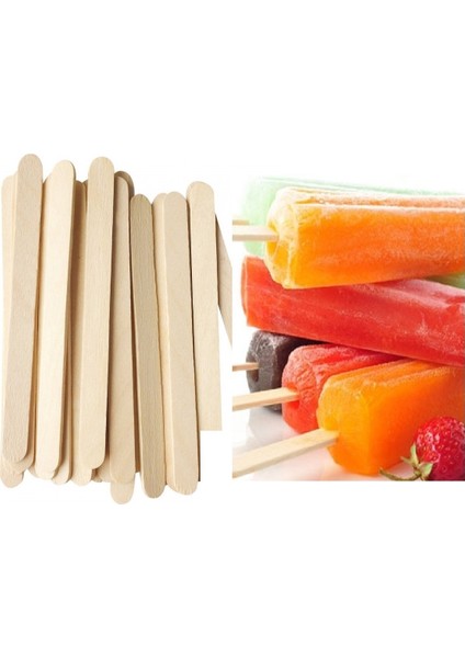 50 Li Ahşap Meybuz Dondurma Çubuğu Dil Çubuğu Dar 11 x 1 cm