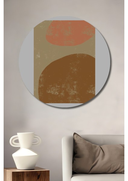 Dekoratif Ahşap Yuvarlak Tablo Soyut Sanat Dinginliği