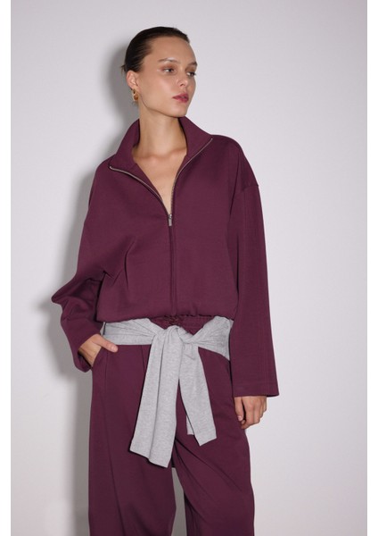 Dik Yaka Fermuarlı Interlok Sweat Ceket fiyatları