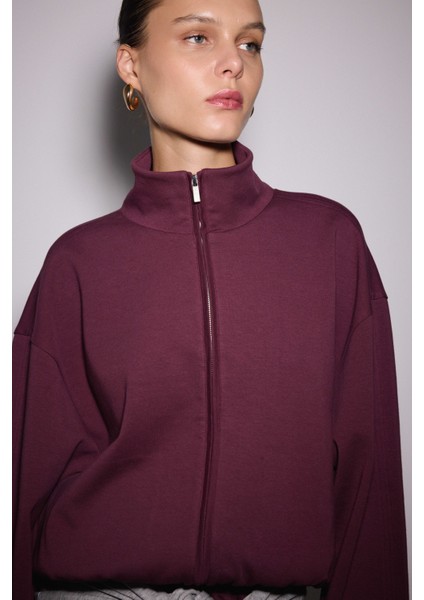 Dik Yaka Fermuarlı Interlok Sweat Ceket fırsatları