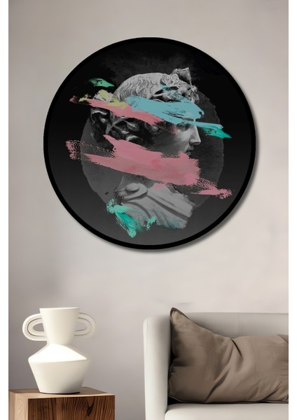 Dekoratif Ahşap Yuvarlak Çerçeve Görünümlü Tablo Klasik Dönüşüm