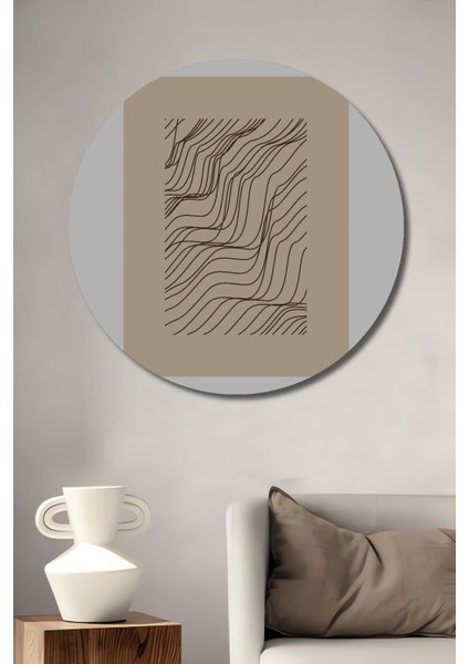 Dekoratif Ahşap Yuvarlak Tablo Hareketli Çizgiler