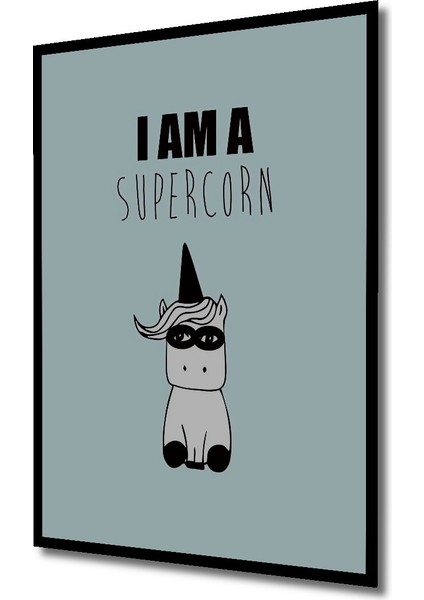 Dekoratif Ahşap Dikdörtgen Tablo Süper Unicorn Çerçeve Görünümlü fiyatları