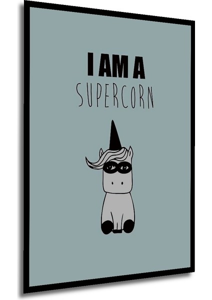 Dekoratif Ahşap Dikdörtgen Tablo Süper Unicorn Çerçeve Görünümlü modelleri