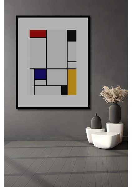 Dekoratif Ahşap Dikdörtgen Tablo Modern Geometri Sanatı Çerçeve Görünümlü