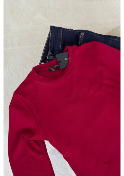 Parmak Geçmeli Uzun Kollu Body- Kırmızı