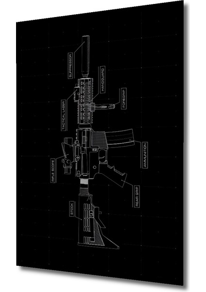 Çerçeve Görünümlü Taktiksel Tüfek Tasarım Ahşap Mdf Dekoratif Tablo Dikdörtgen Tablo fiyatları